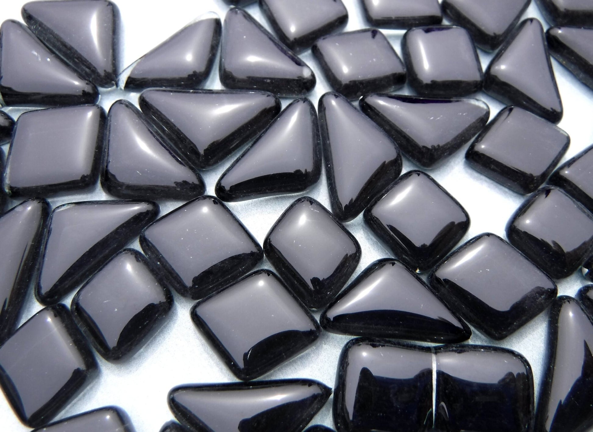 Black Glass Puzzle Tiles - Assorted Shapes - 100 grams Mosaic Tiles