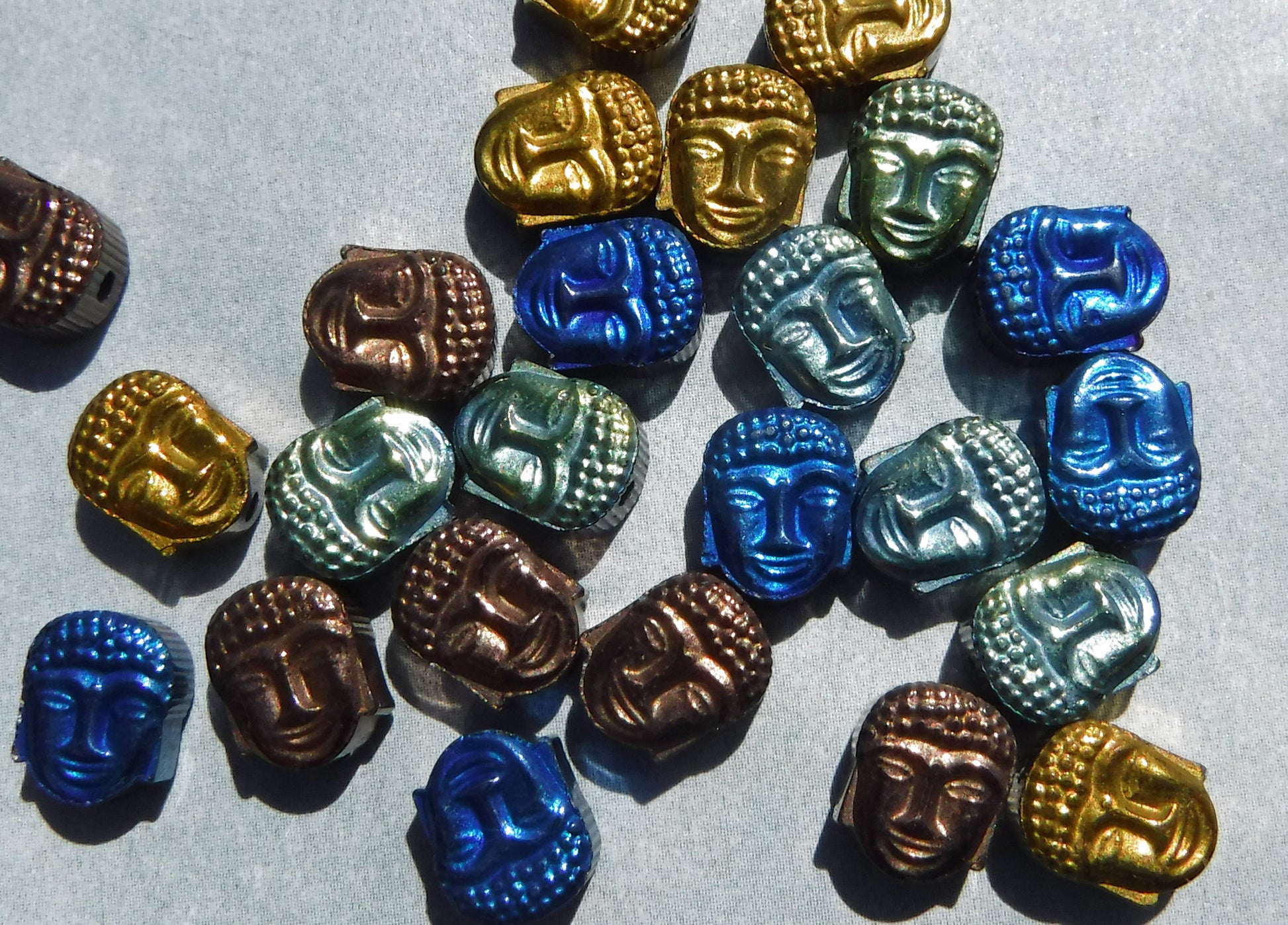 Buddha Beads - 24 Colorful Metallic 8mm - Electroplated Hematite Stone - Ohm