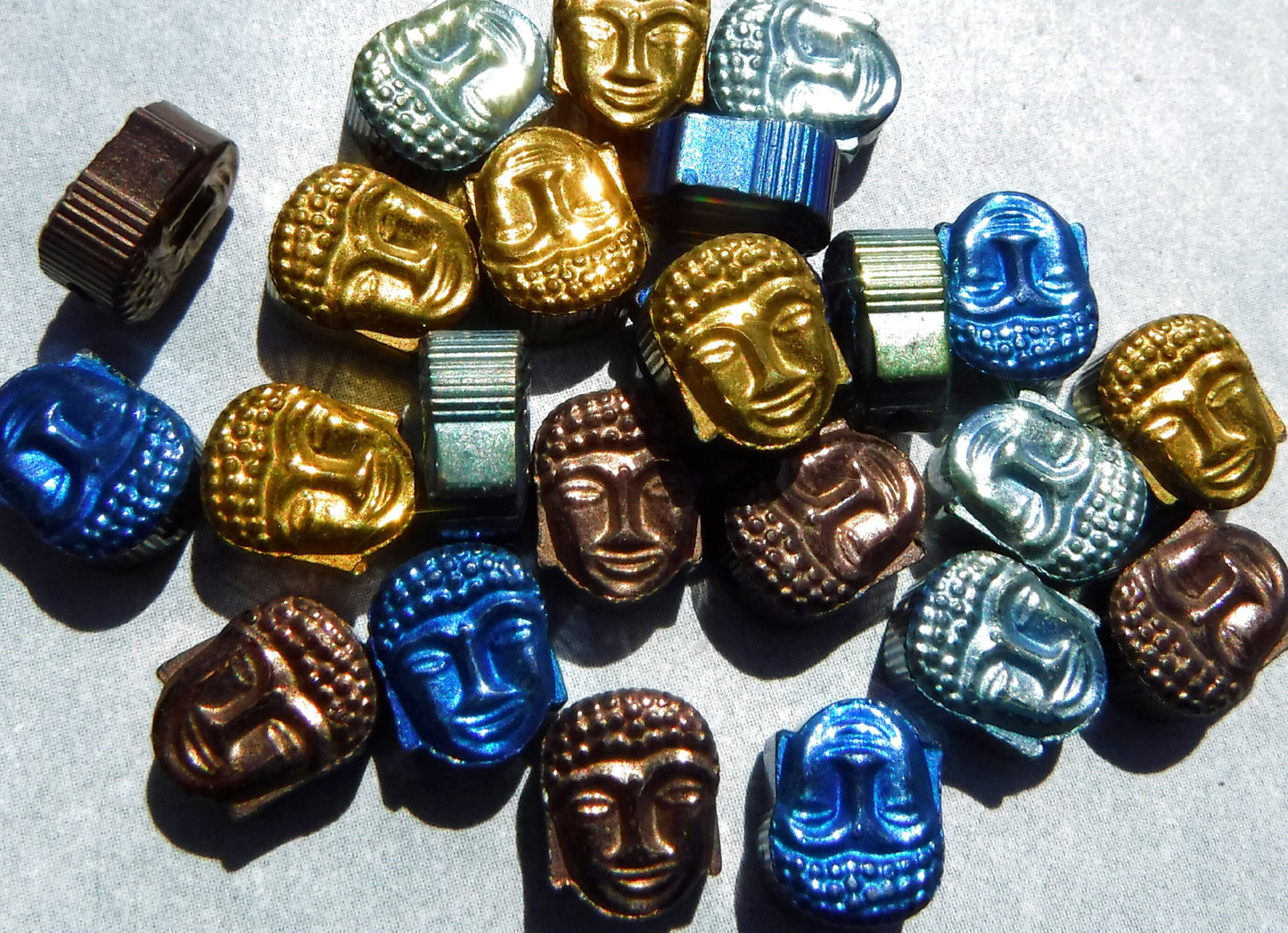 Buddha Beads - 24 Colorful Metallic 8mm - Electroplated Hematite Stone - Ohm