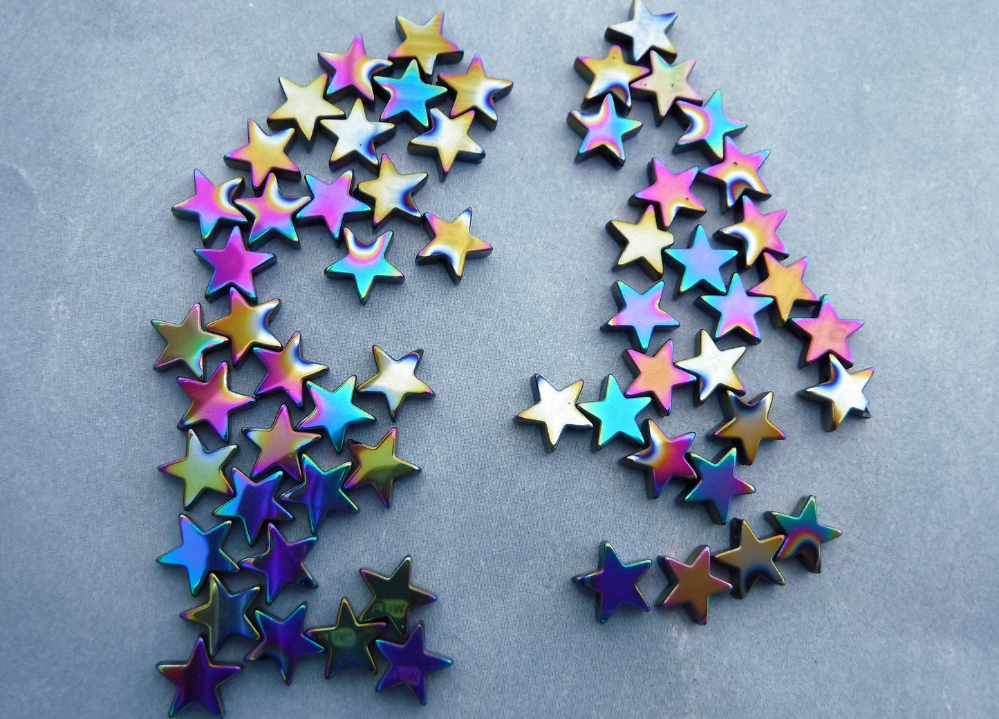 Star Beads - Colorful Metallic - 8mm - Electroplated Hematite - 20g