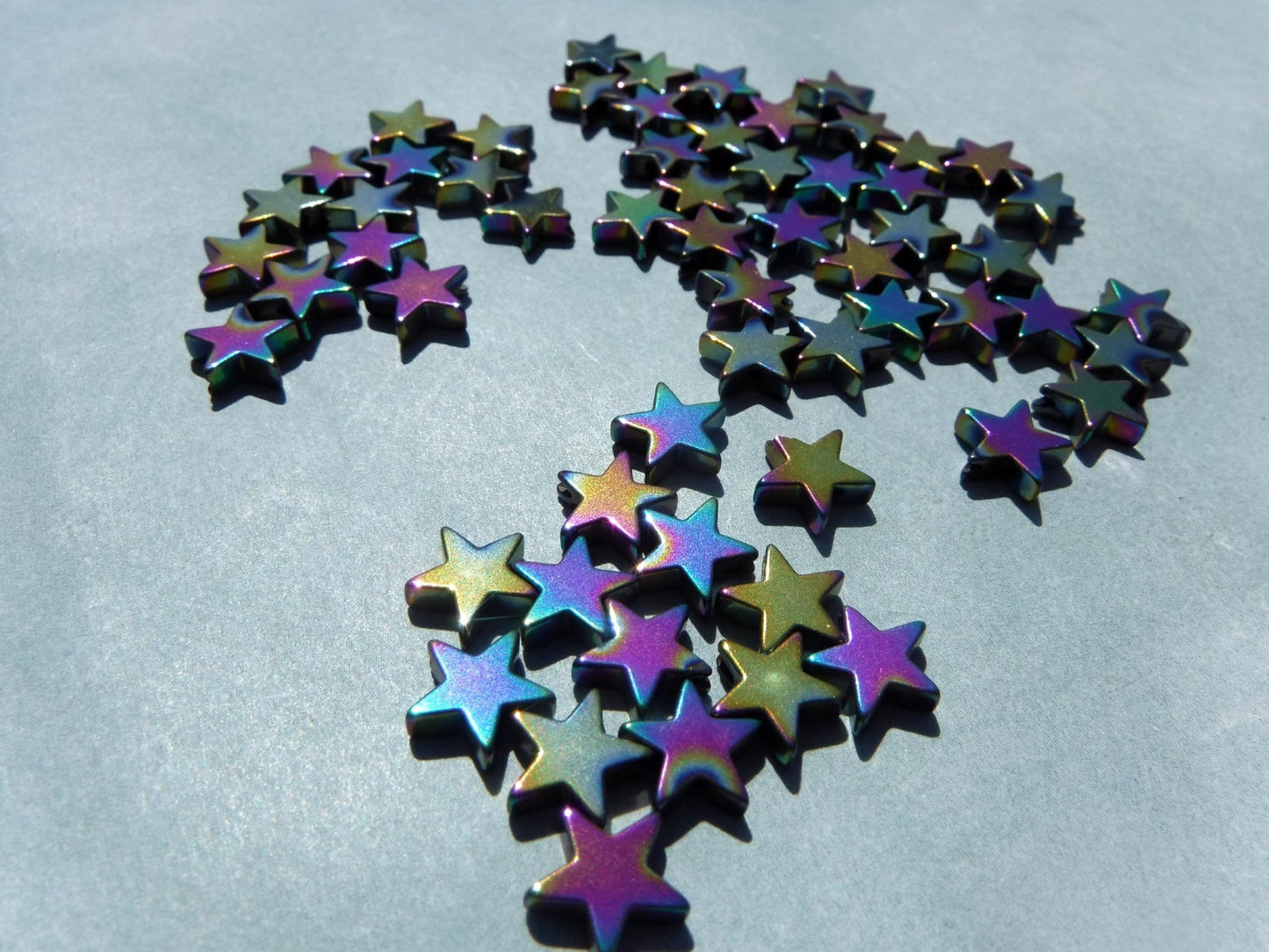 Star Beads - Colorful Metallic - 8mm - Electroplated Hematite - 20g