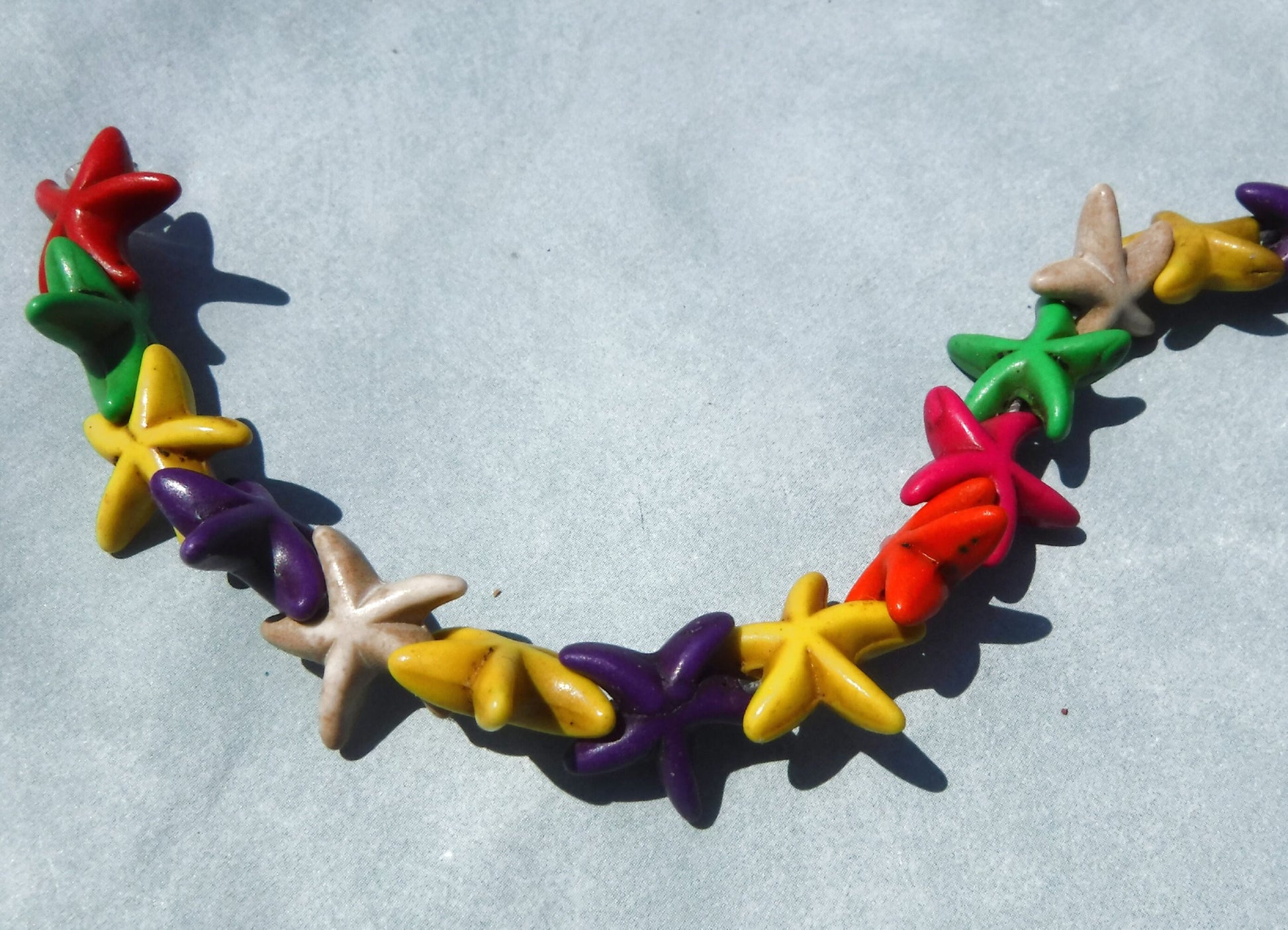 Colorful Sea Stars Stone Beads - Strand of Starfish Beads - Use for Mosaics