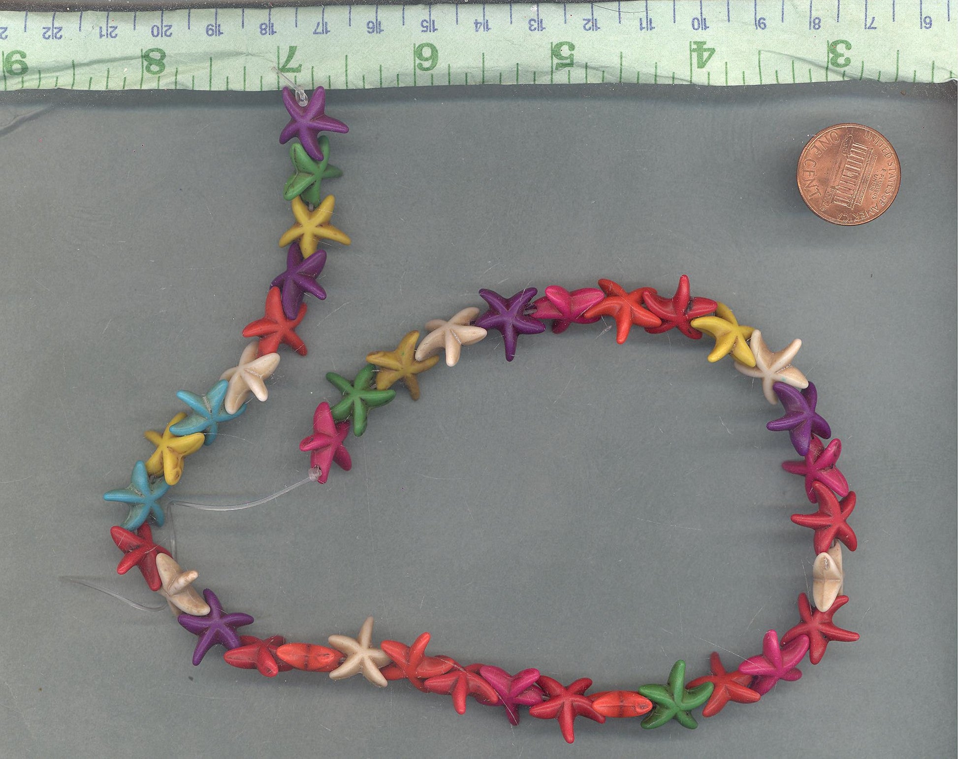 Colorful Sea Stars Stone Beads - Strand of Starfish Beads - Use for Mosaics