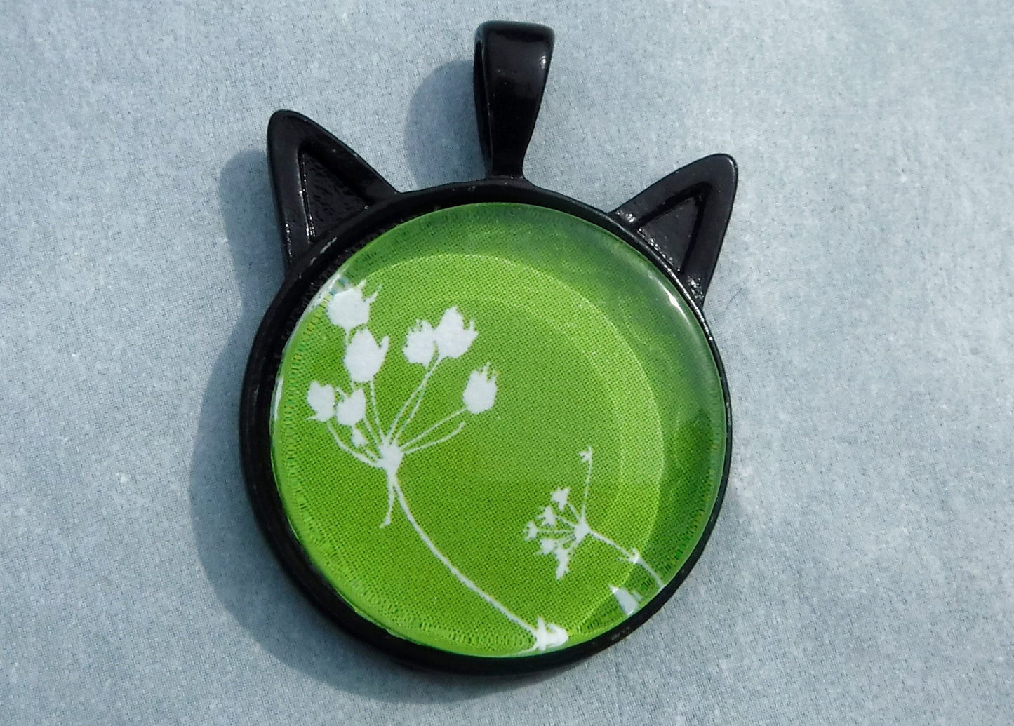 Black Cat Head Pendant Cabochon Base - 1 inch - Kitty Ears Pendant Tray - Blanks