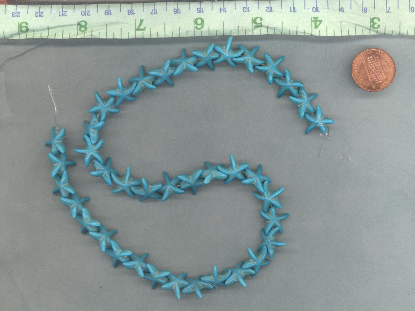 Blue Sea Stars Stone Beads - Strand of Starfish Beads - Use for Mosaics