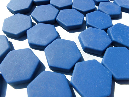 Blueberry Hexagon Mosaic Tiles - 25 Glass 23mm MATTE Tiles