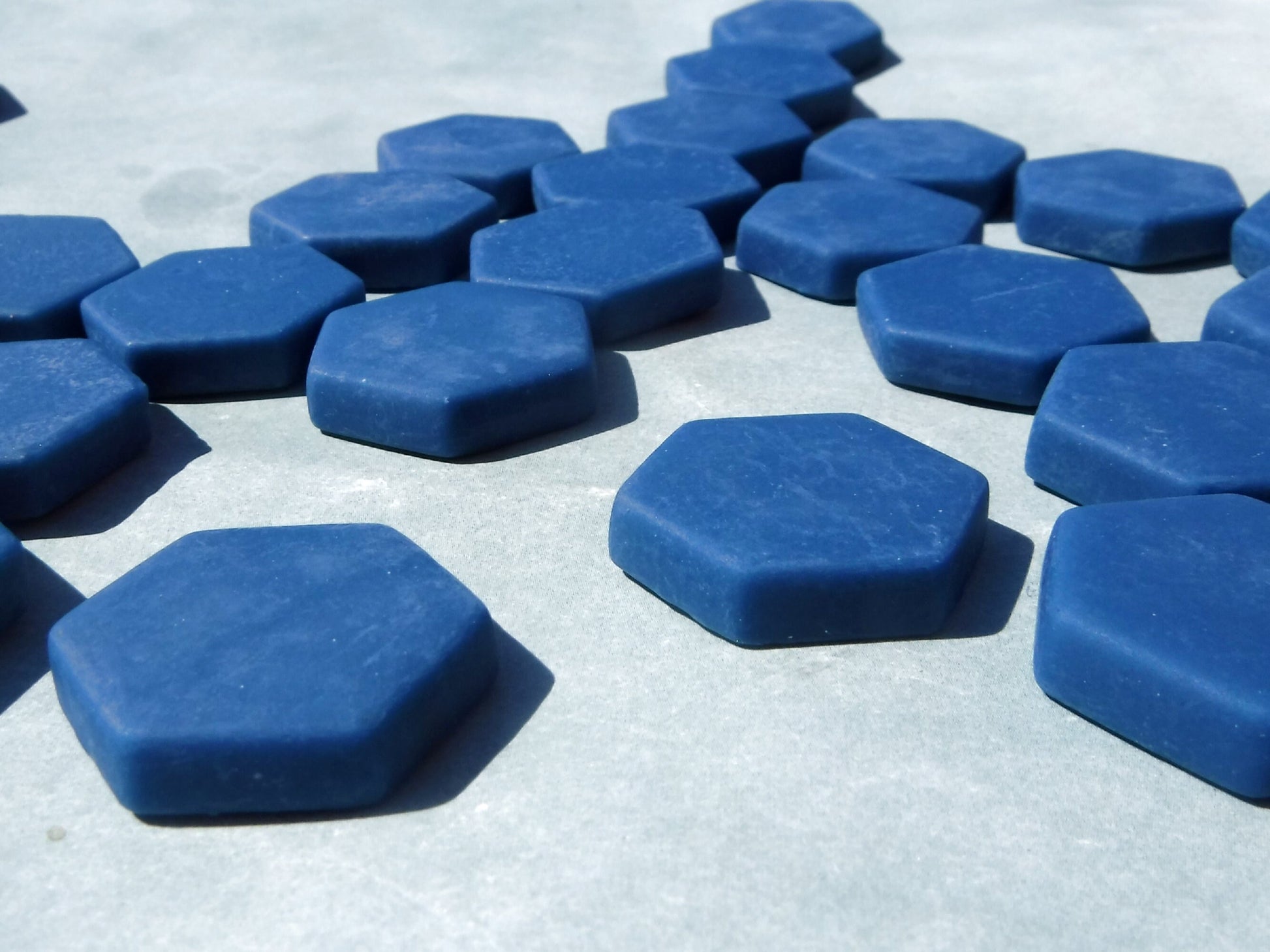 Blueberry Hexagon Mosaic Tiles - 25 Glass 23mm MATTE Tiles