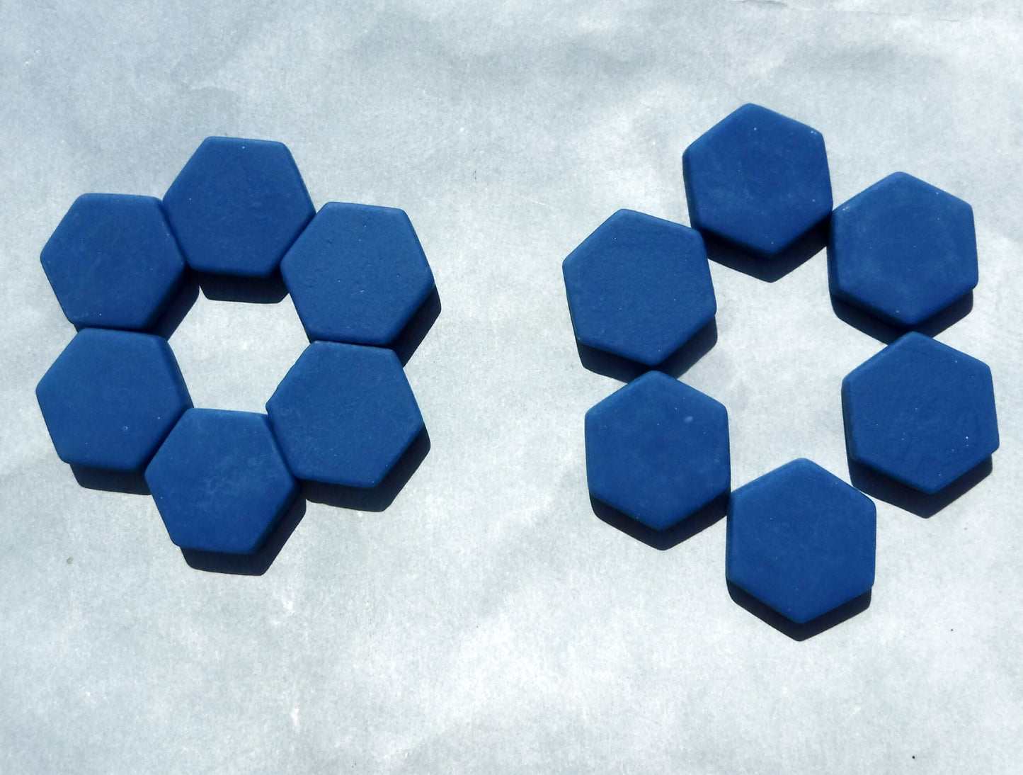 Blueberry Hexagon Mosaic Tiles - 25 Glass 23mm MATTE Tiles