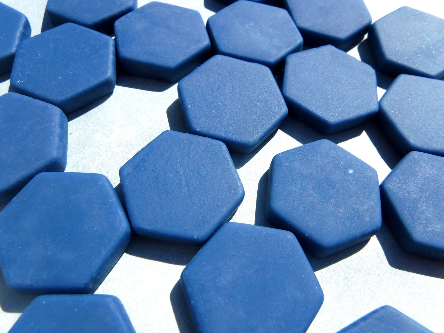 Blueberry Hexagon Mosaic Tiles - 25 Glass 23mm MATTE Tiles