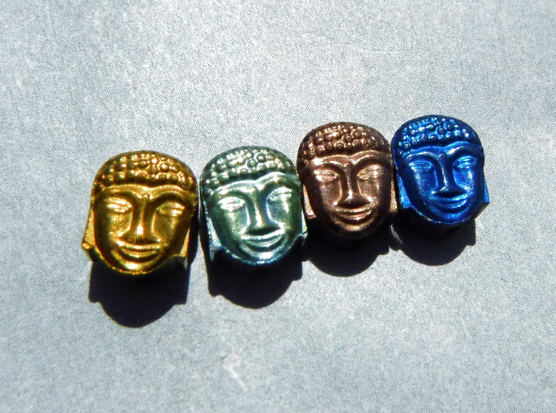 Buddha Beads - 24 Colorful Metallic 8mm - Electroplated Hematite Stone - Ohm