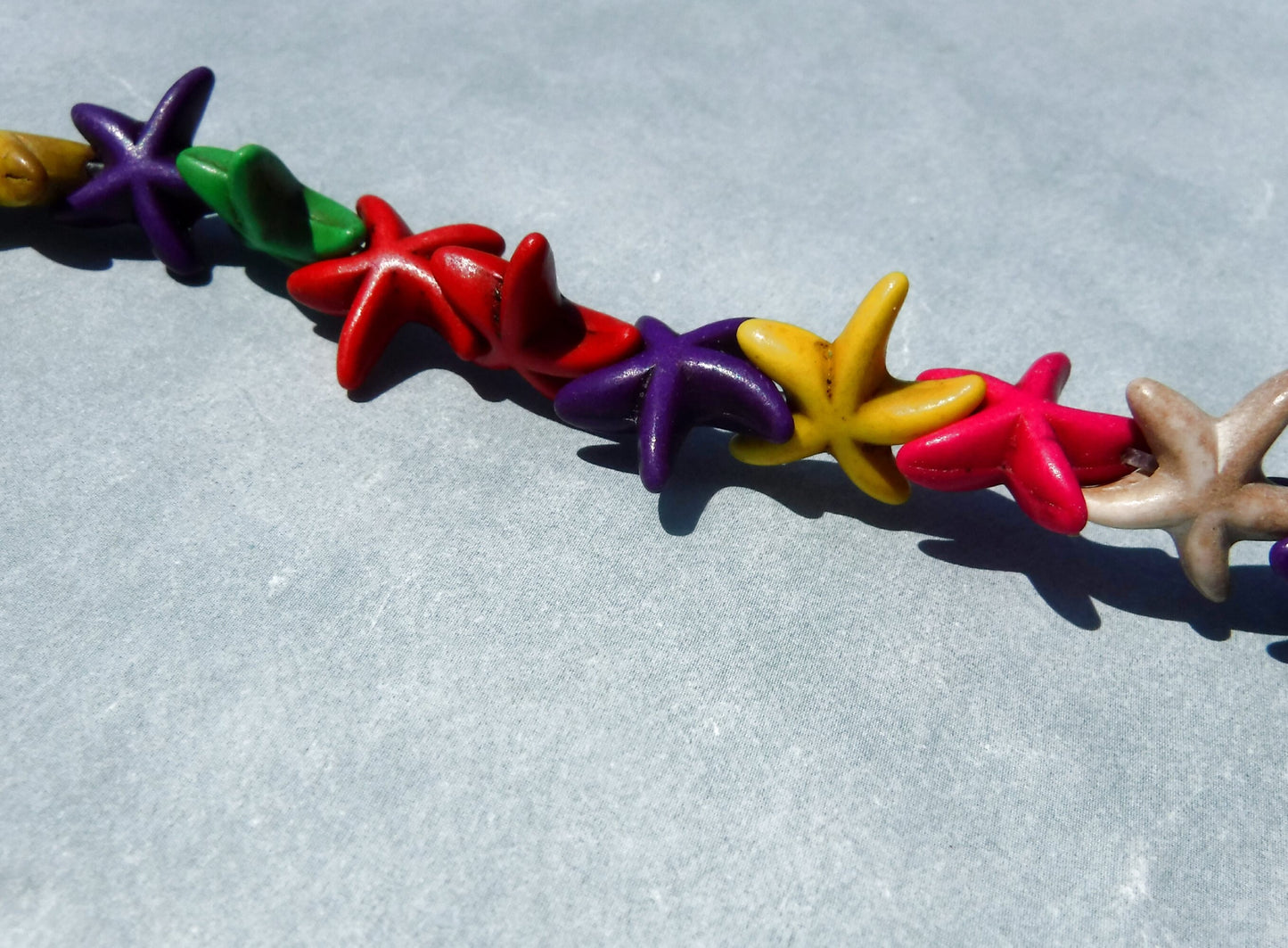 Colorful Sea Stars Stone Beads - Strand of Starfish Beads - Use for Mosaics