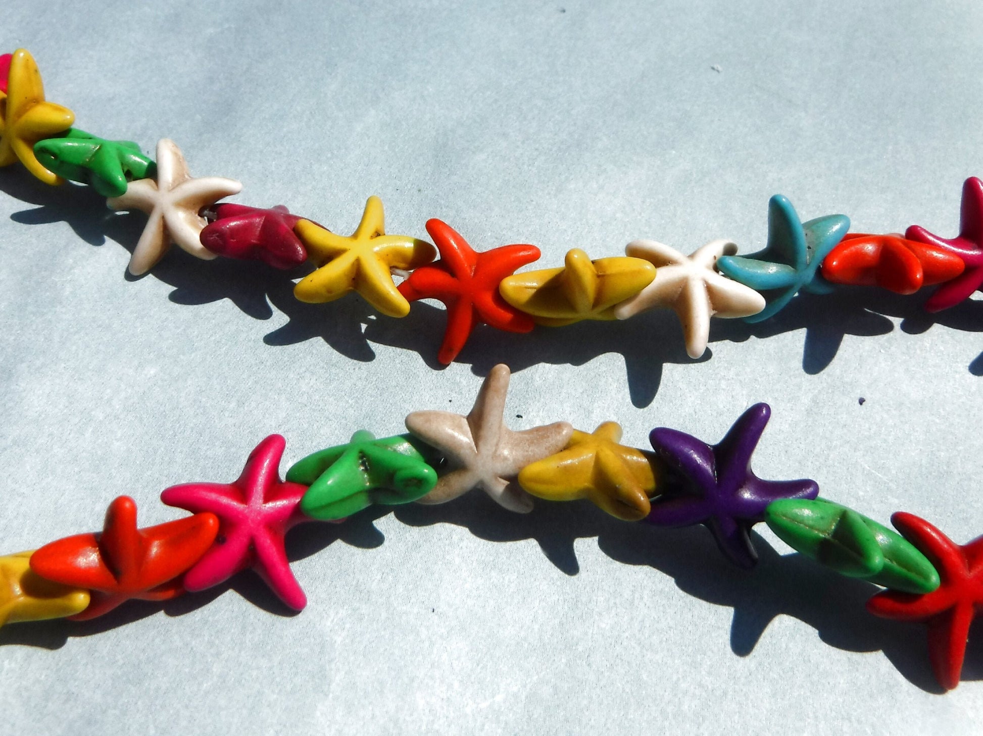 Colorful Sea Stars Stone Beads - Strand of Starfish Beads - Use for Mosaics