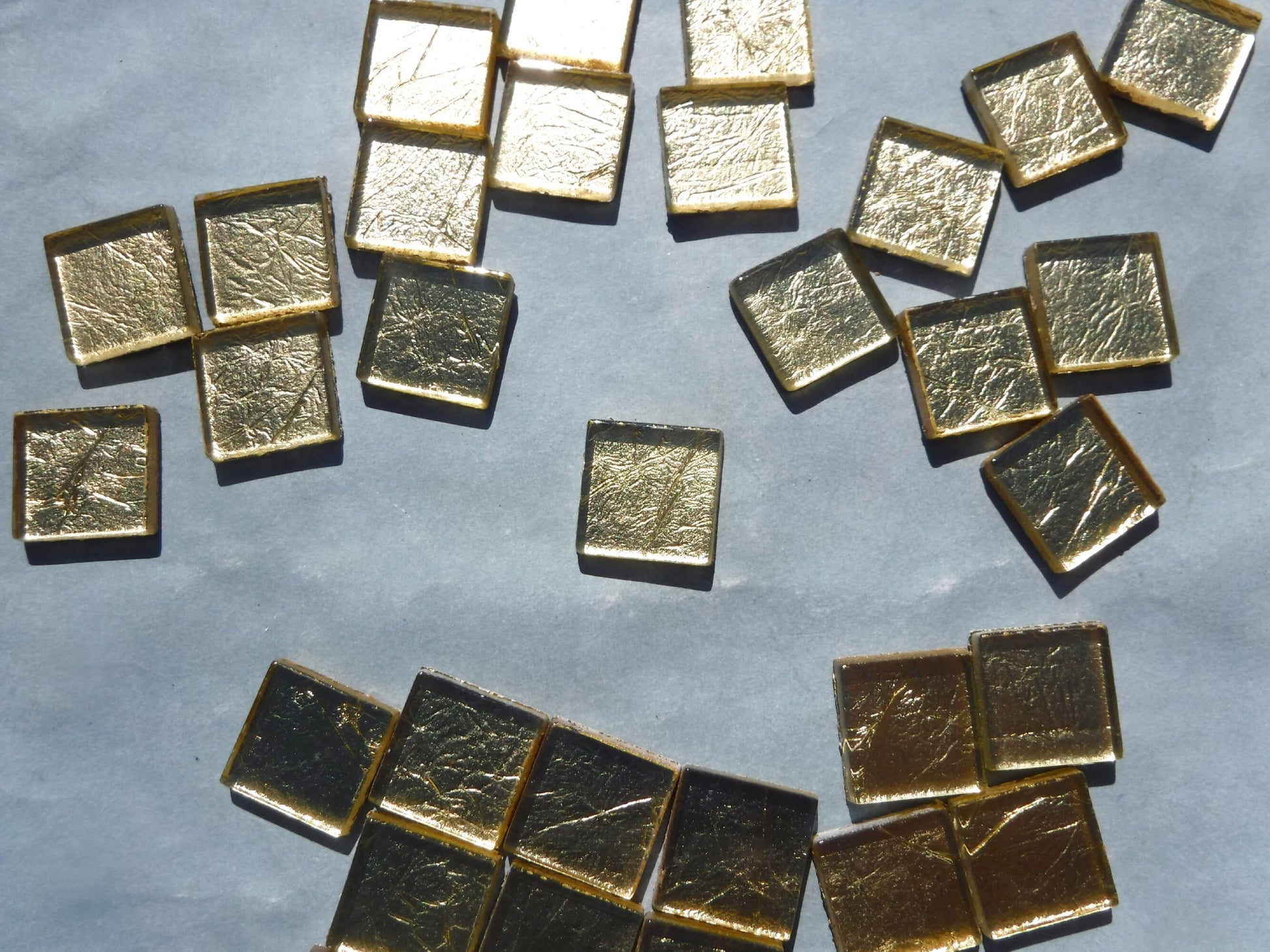 Gold Foil Square Tiles - 25 Glass Mosaic Tiles - 20mm