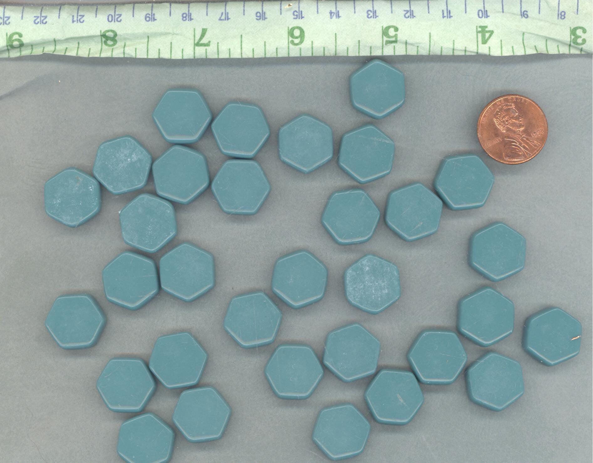 Teal Hexagon Mosaic Tiles - 15mm - 100g Opaque Glass Tiles