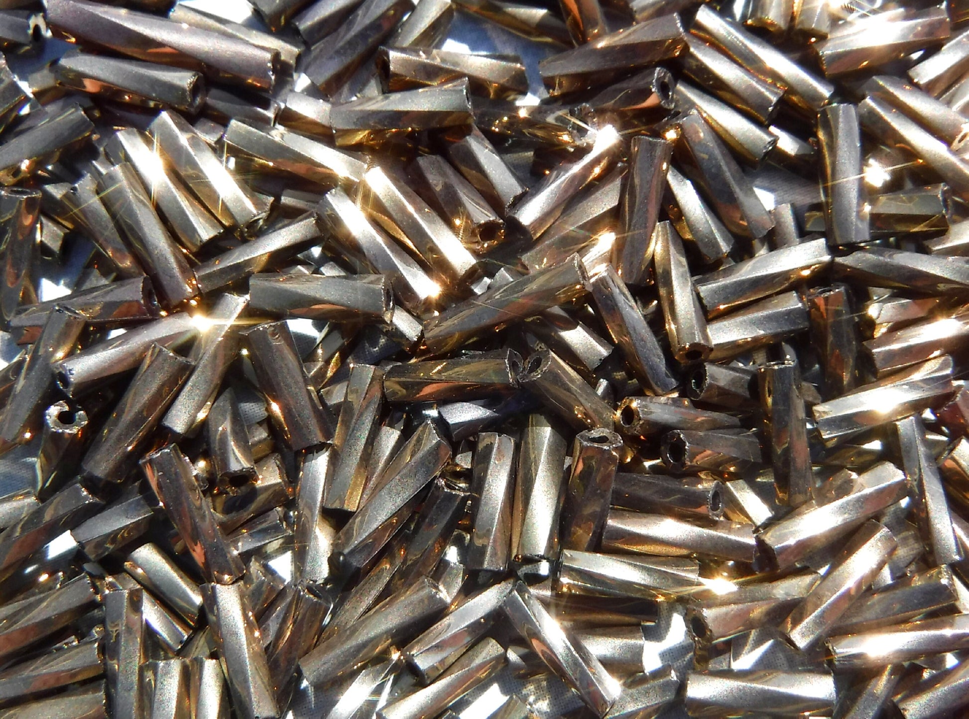 Bronze Twisted Bugle Beads - 2x6mm - 20g Glass Spacer Beads - Approximately 480 beads