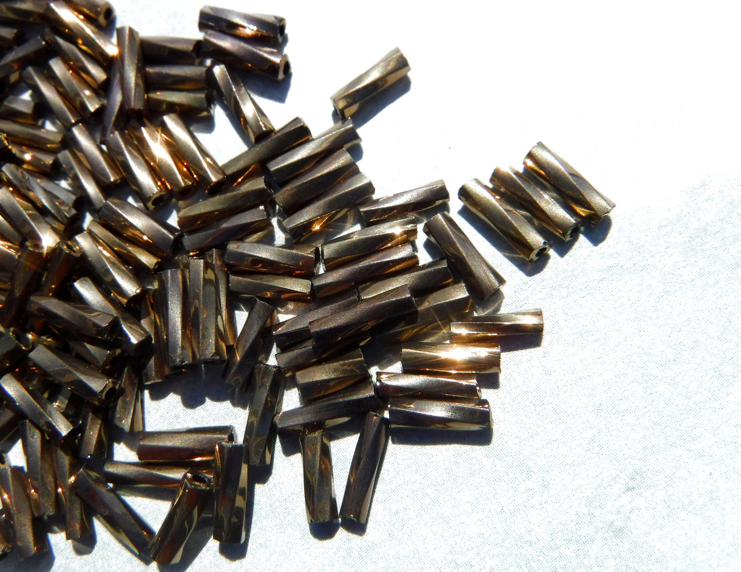 Bronze Twisted Bugle Beads - 2x6mm - 20g Glass Spacer Beads - Approximately 480 beads