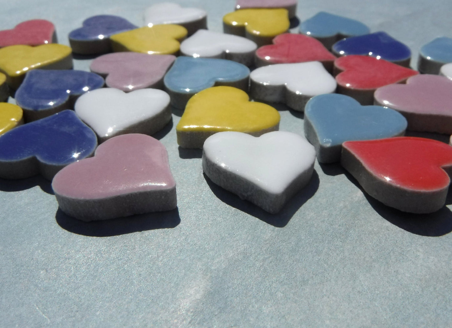 Heart Mosaic Tiles - 50 Ceramic 3/4" Inch Tiles in Assorted Colors