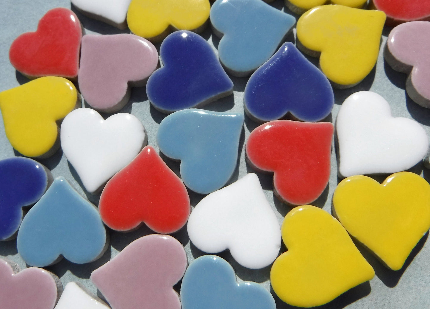 Heart Mosaic Tiles - 50 Ceramic 3/4" Inch Tiles in Assorted Colors