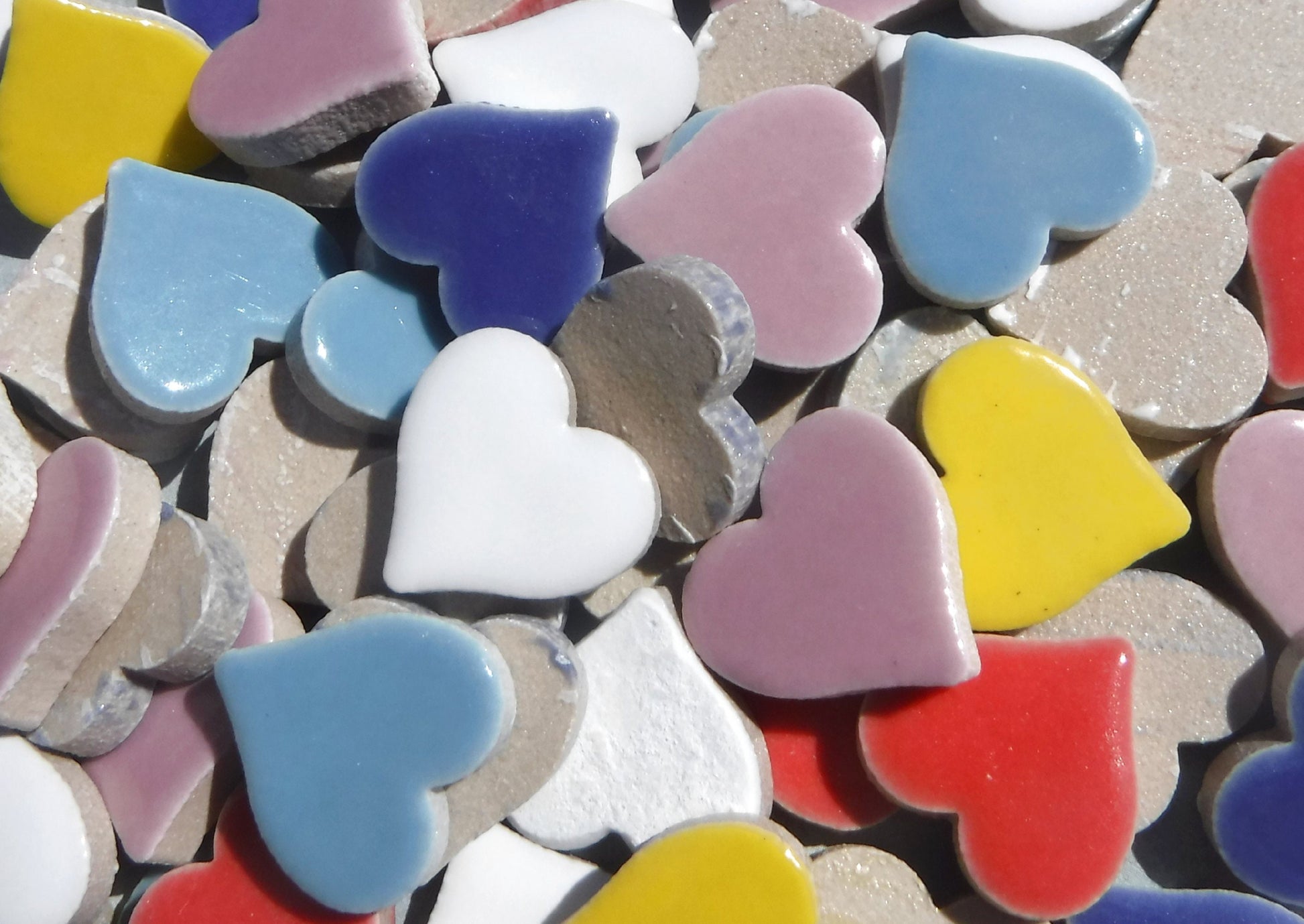 Heart Mosaic Tiles - 50 Ceramic 3/4" Inch Tiles in Assorted Colors