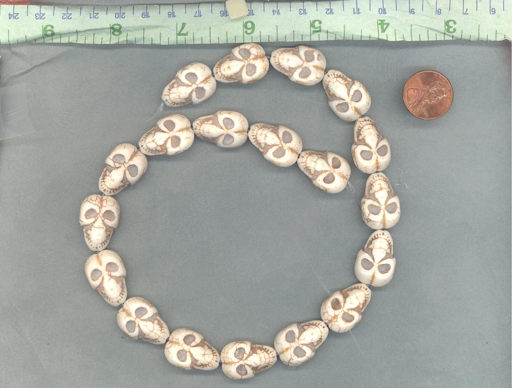 Skull Beads - 21mmx 15mm - Approximately 19 Stone Beads - Use for Mosaics