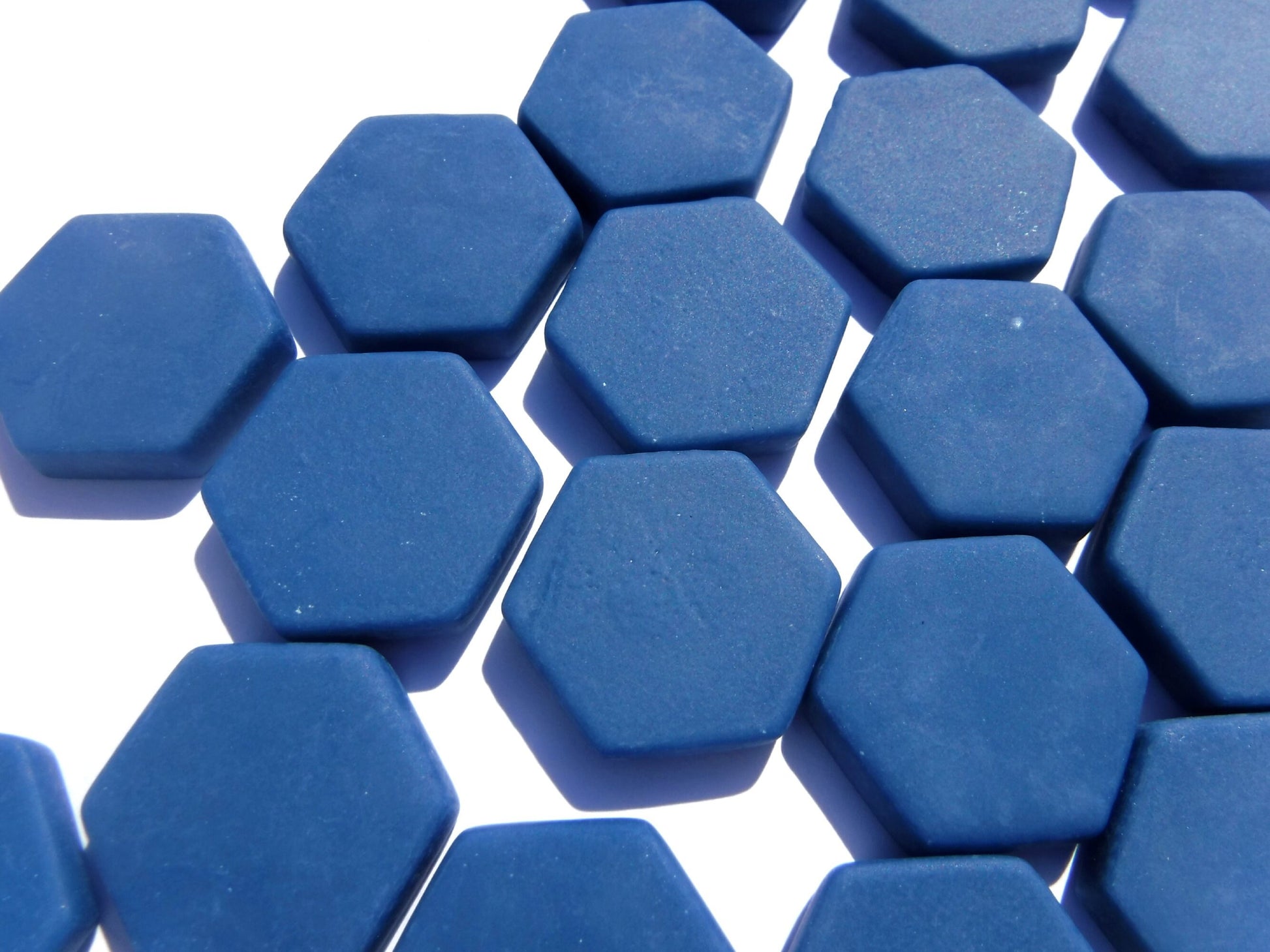 Blueberry Hexagon Mosaic Tiles - 25 Glass 23mm MATTE Tiles