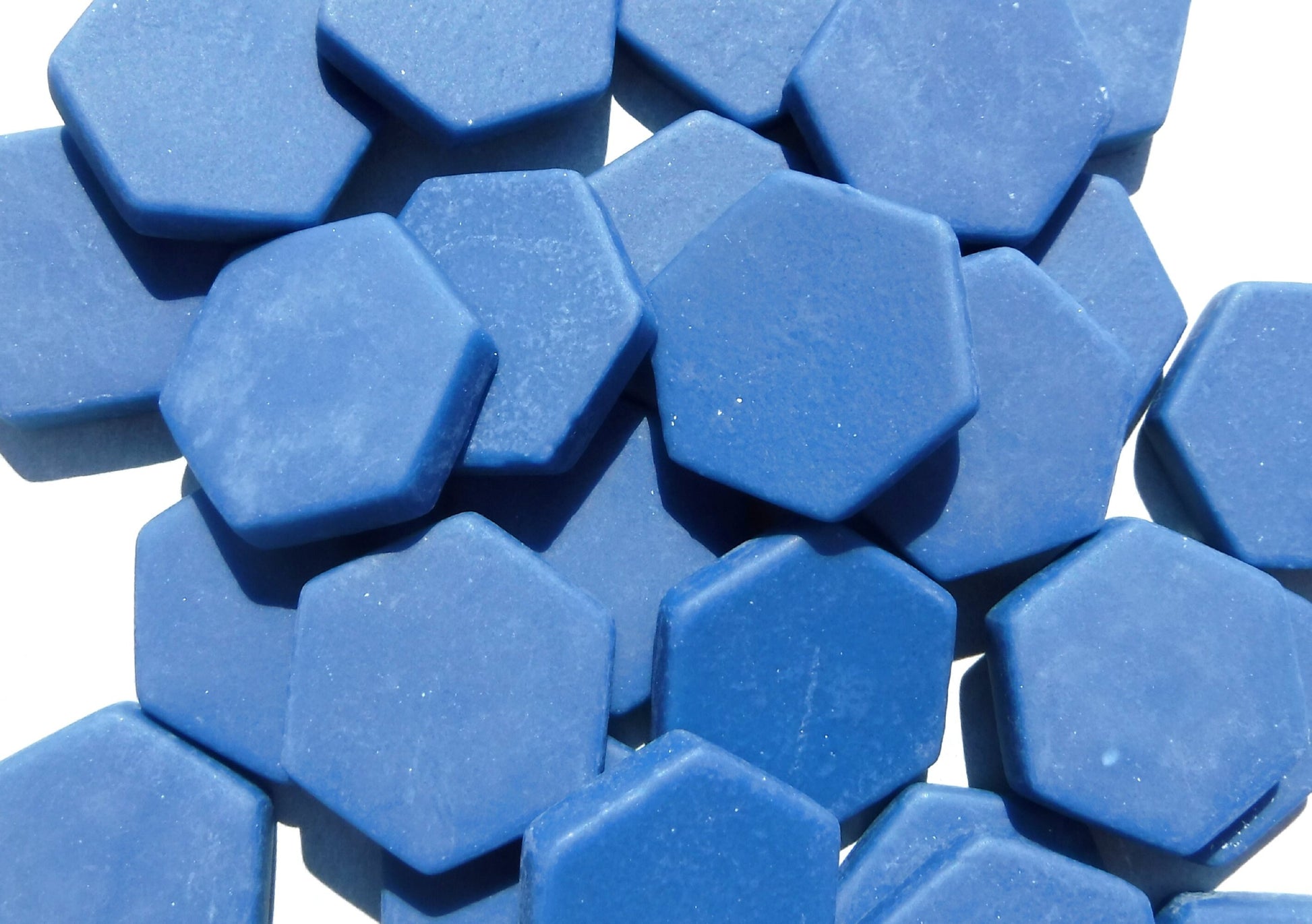 Blueberry Hexagon Mosaic Tiles - 25 Glass 23mm MATTE Tiles