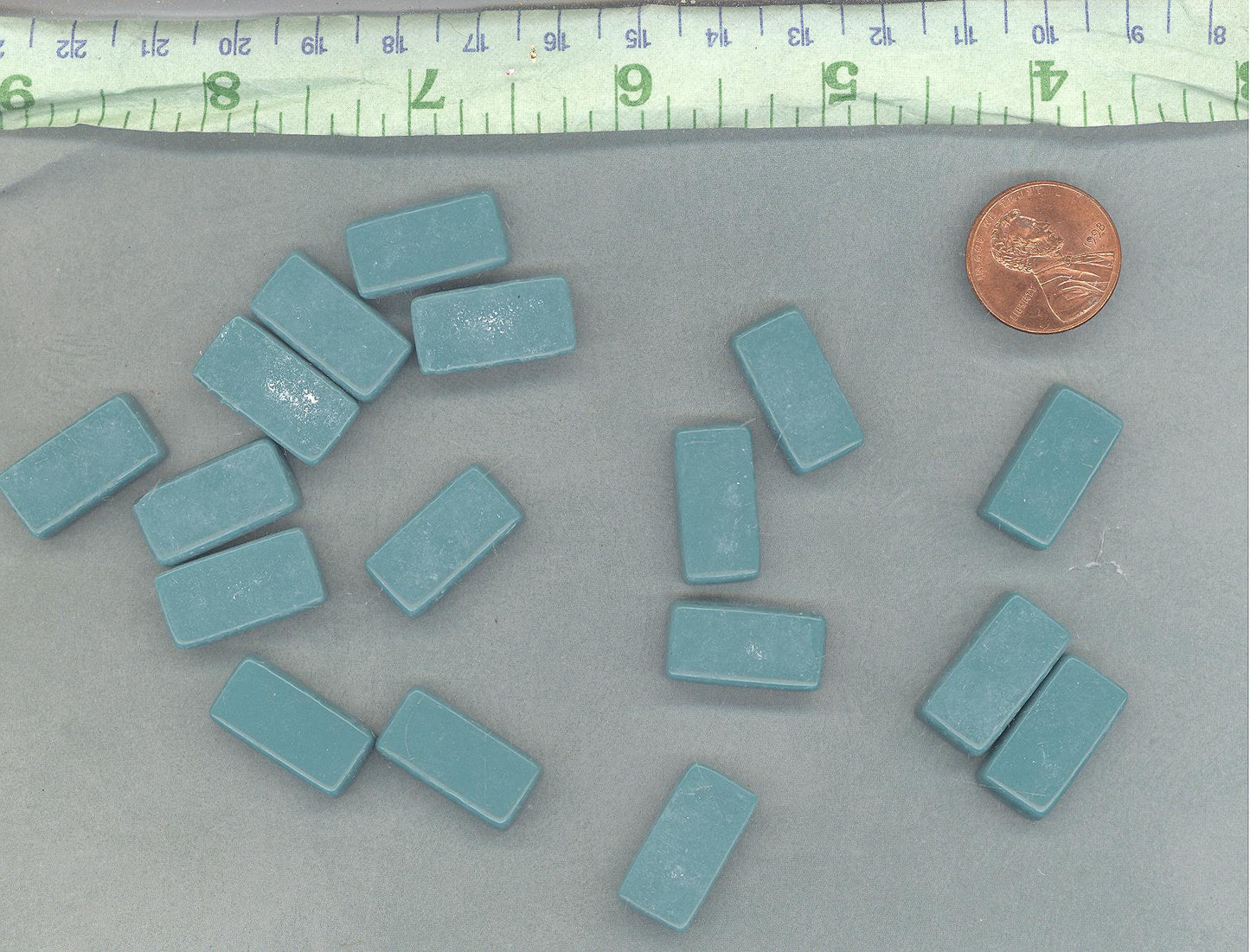 Teal Rectangle Mosaic Tiles - 20mm - 100g Opaque Glass Bar Tiles - Approx 35 Tiles