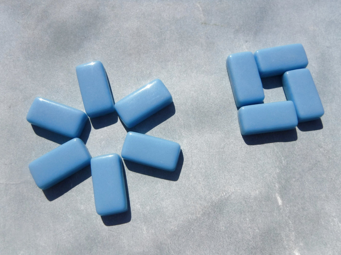 Light Blue Rectangle Mosaic Tiles - 20mm - 100g Opaque Glass Bar Tiles in Hawaiian Blue - Approx 35 Tiles