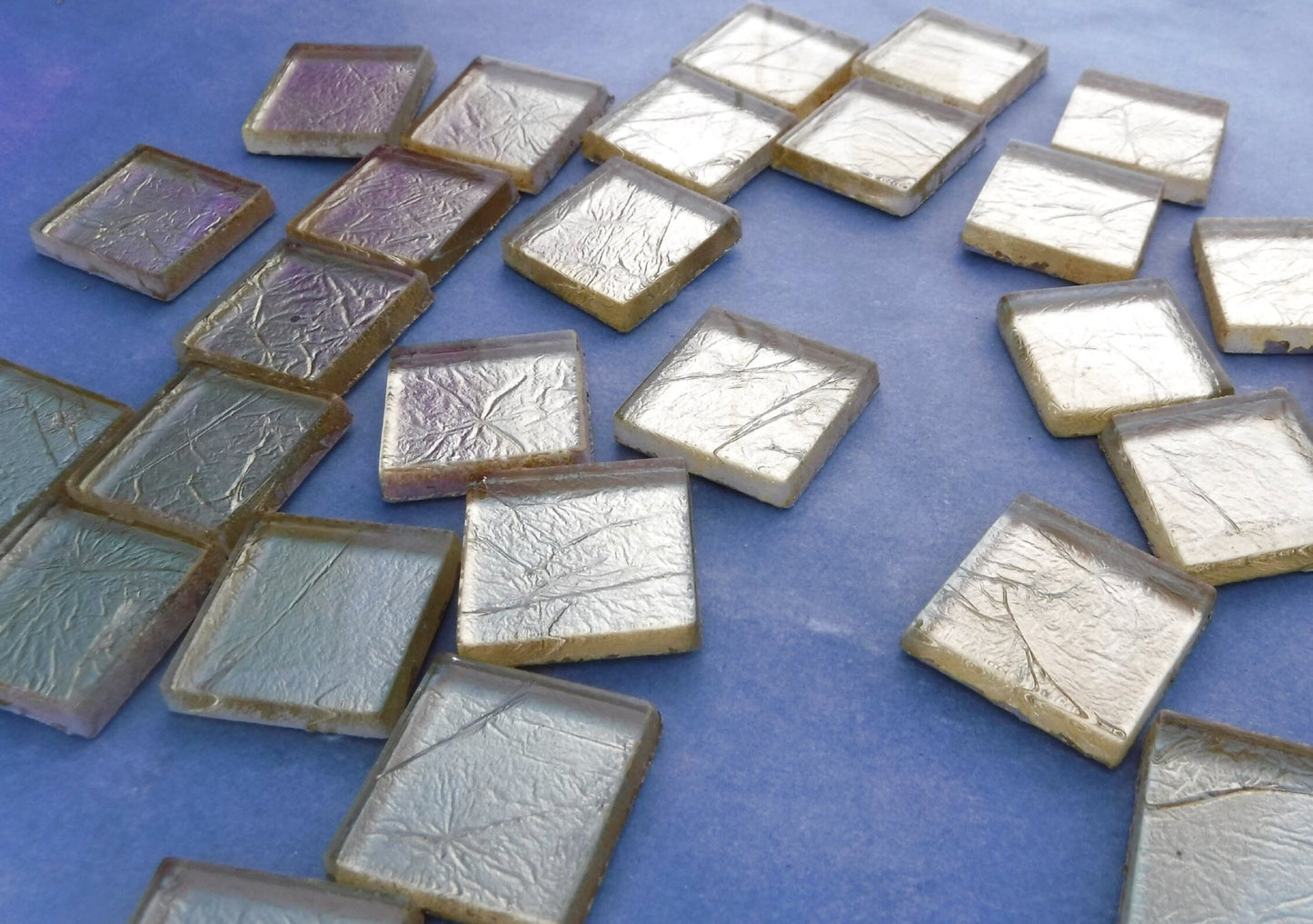 Gold Foil Square Tiles - 25 Glass Mosaic Tiles - 20mm