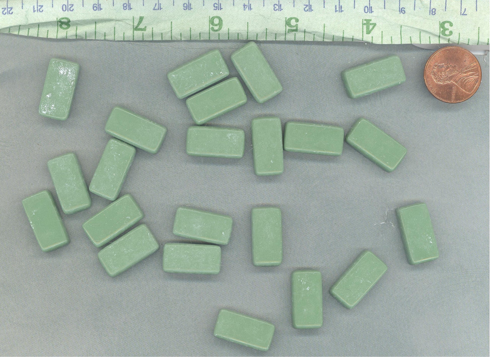 Mint Green Rectangle Mosaic Tiles - 20mm - 100g Opaque Glass Bars - Approx 35 Tiles