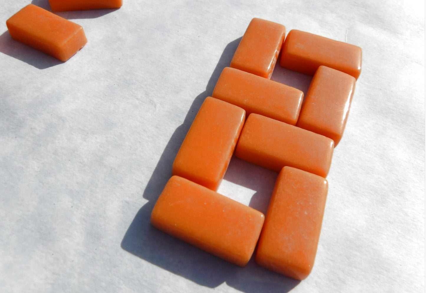 Orange Rectangle Mosaic Tiles - 20mm - 100g Opaque Glass Bar Tiles - Approx 35 Tiles