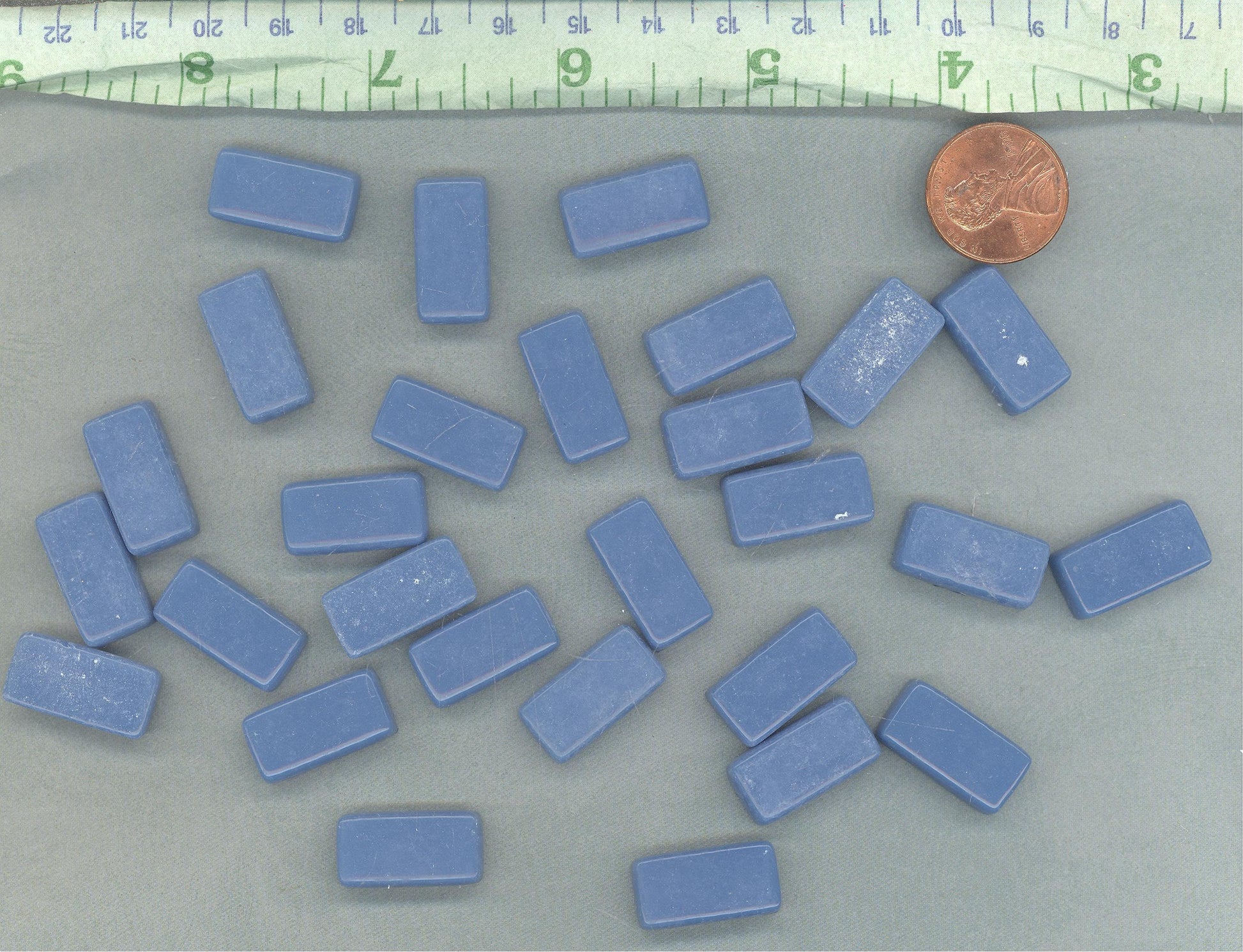 Cerulean Blue Rectangle Mosaic Tiles - 20mm - 100g Opaque Glass Bar Tiles - Approx 35 Tiles