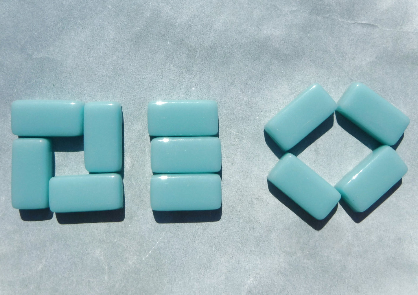 Light Teal Rectangle Mosaic Tiles - 20mm - 100g Opaque Glass Bar Tiles - Approx 35 Tiles