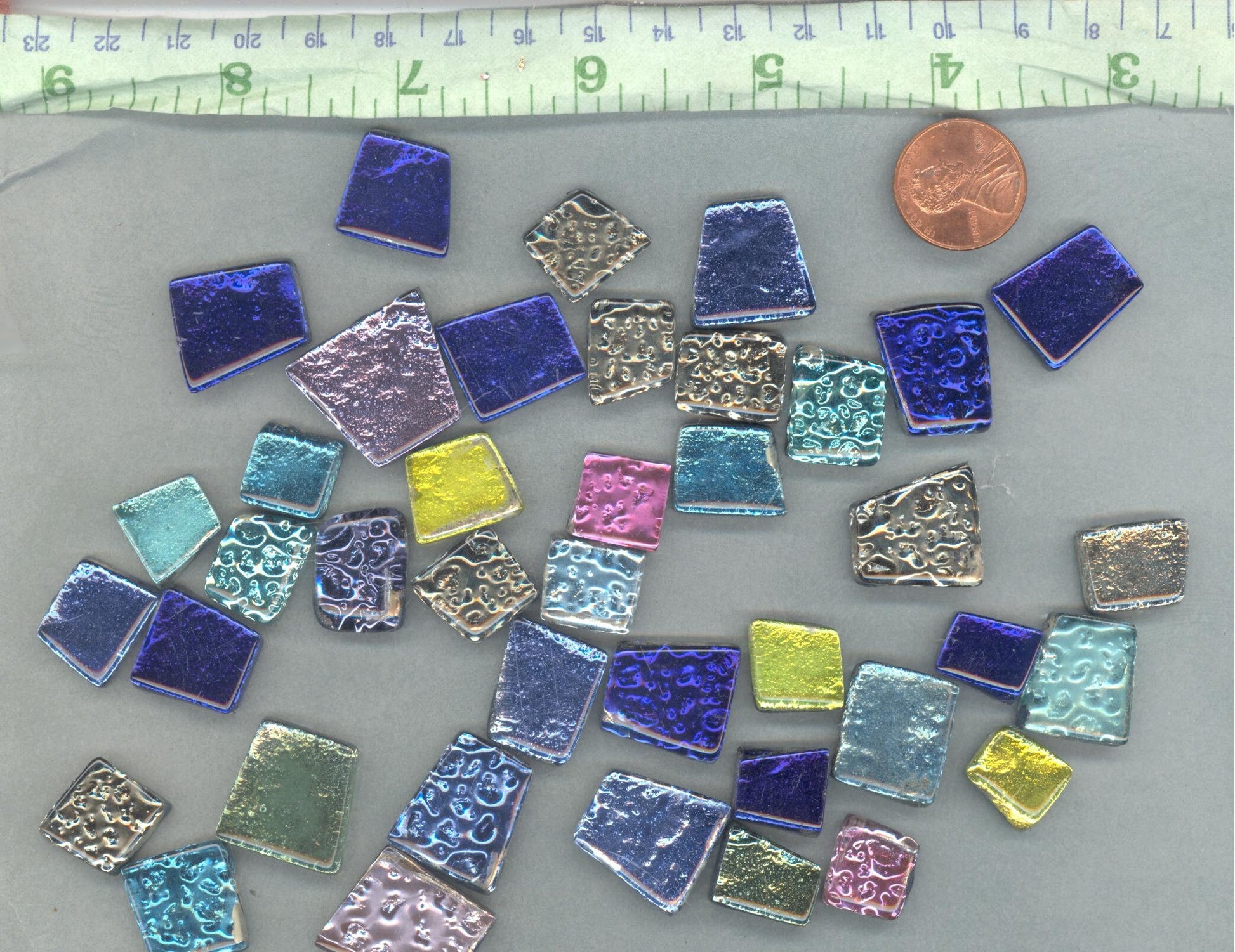 Calypso Glass Tiles - Metallic Foil - Assorted Shapes - 50 grams Mosaic Tiles in Brighter Colors