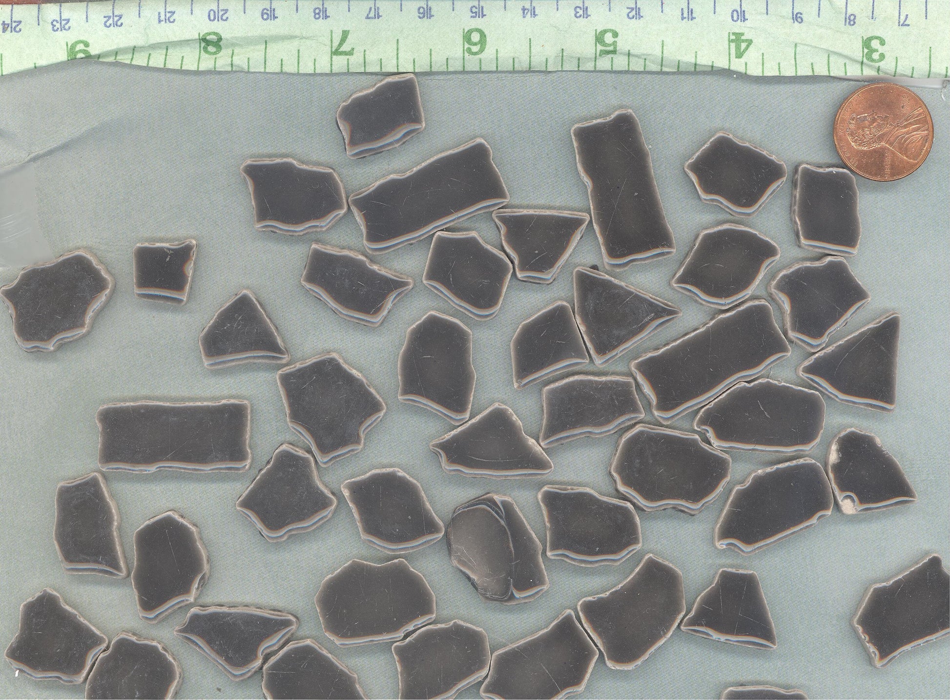 Dark Gray Mosaic Ceramic Tiles - Random Shapes - Half Pound - Assorted Sizes Jigsaw Pieces