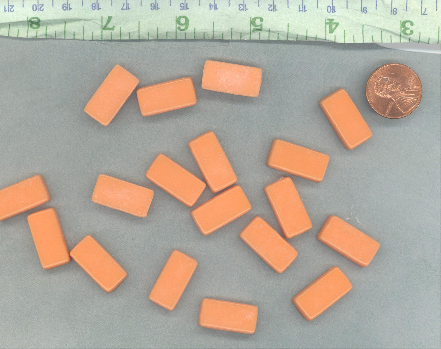 Orange Rectangle Mosaic Tiles - 20mm - 100g Opaque Glass Bar Tiles - Approx 35 Tiles