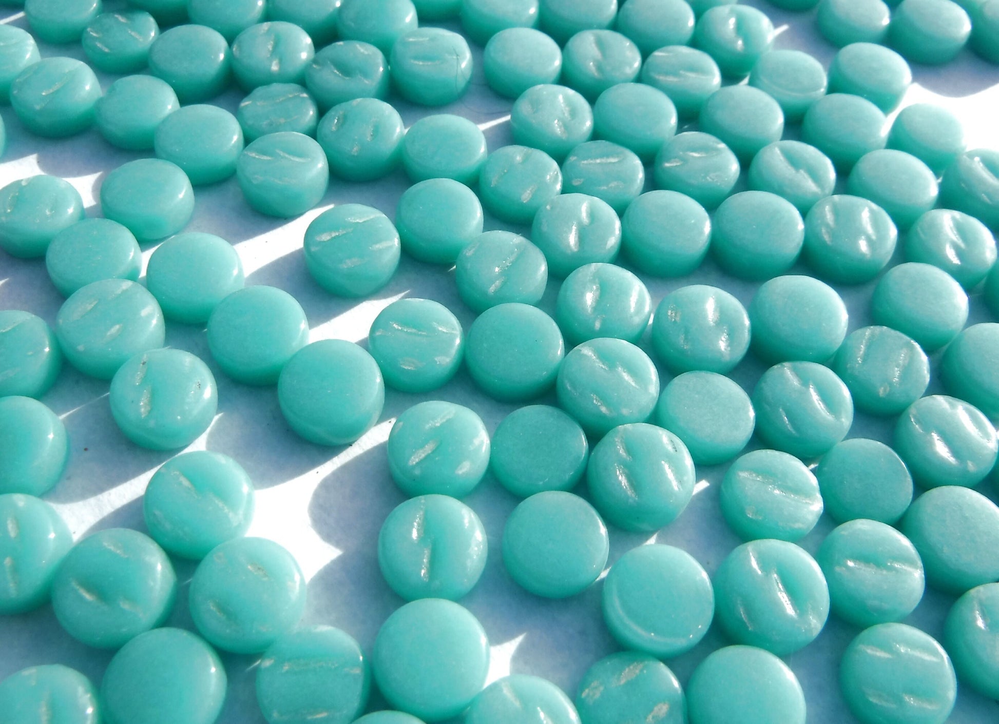 Teal MINI Glass Drops Mosaic Tiles - 50 grams - Over 100 Tiles