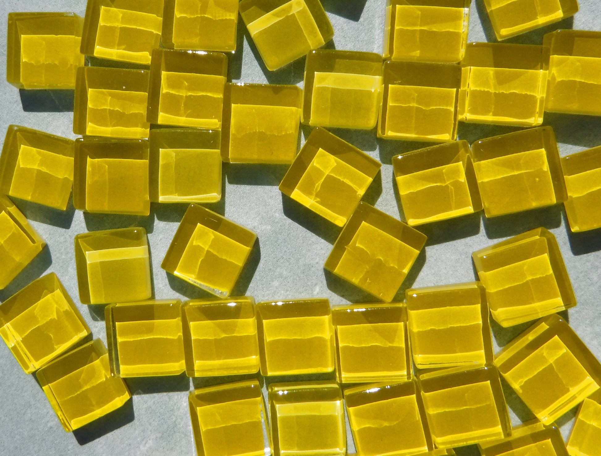 Lemon Yellow Glass Tiles - 1 cm - 100g - Over 100 Crystal Mosaic Tiles