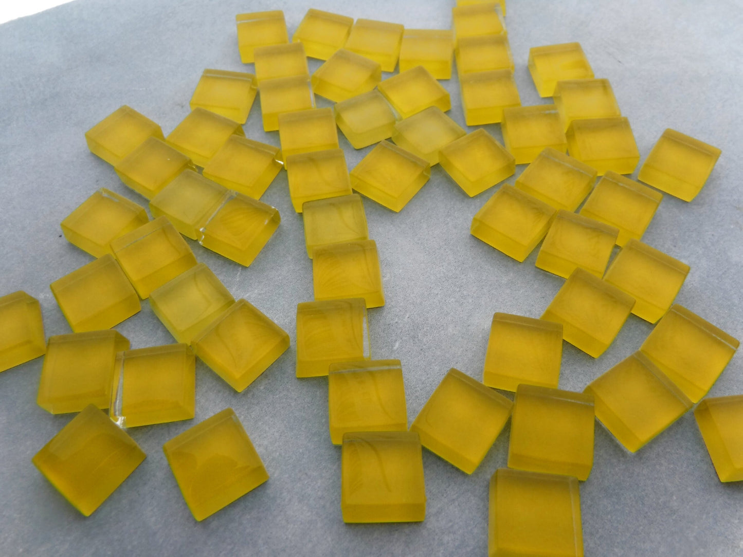 Lemon Yellow Glass Tiles - 1 cm - 100g - Over 100 Crystal Mosaic Tiles