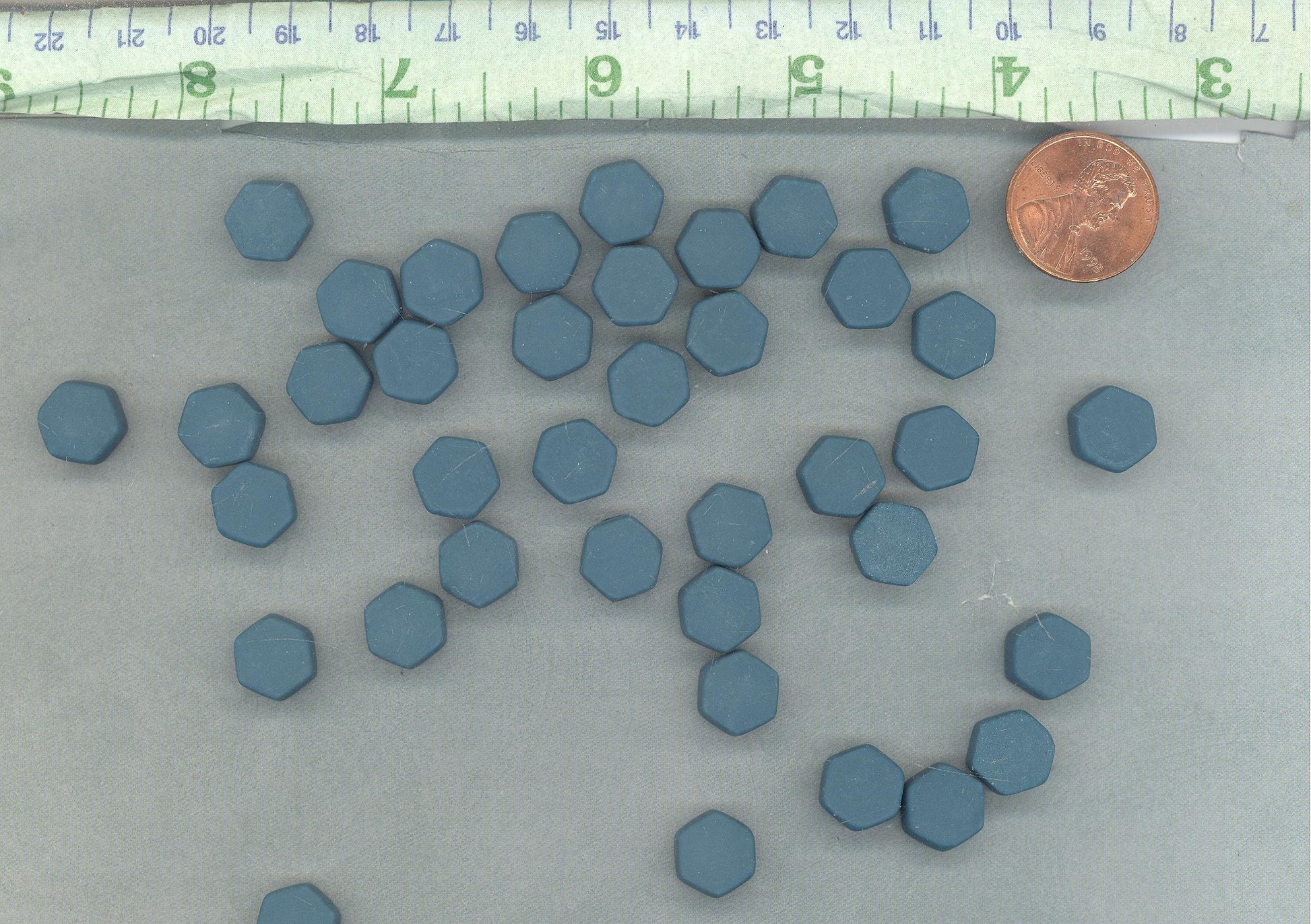 Dark Teal Hexagon Mosaic Tiles - 10mm - 50g Opaque Glass Tiles MATTE Finish - Approx 40 Tiles