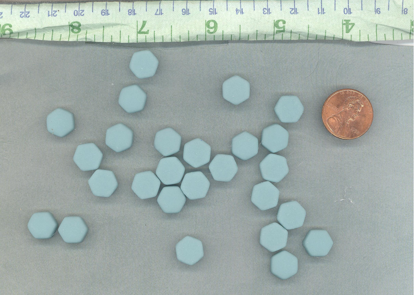 Light Teal Hexagon Mosaic Tiles - 10mm - 50g Opaque Glass Tiles MATTE Finish - Approx 40 Tiles