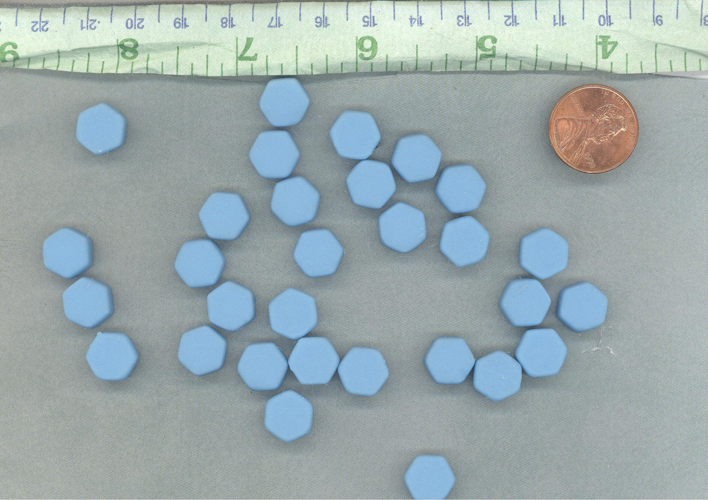 Light Blue Hexagon Mosaic Tiles - 10mm - 50g Opaque Glass Tiles MATTE Finish in Hawaiian Blue - Approx 40 Tiles