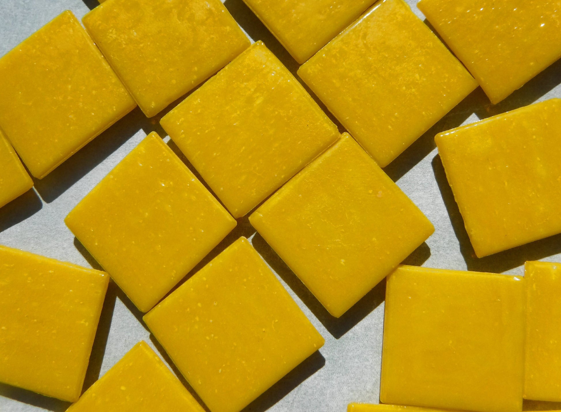 Marigold Yellow Glass Mosaic Tiles Squares - 3/4" - Half Pound of Vitreous Glass Tiles for Craft Projects - Approx 75 Tiles