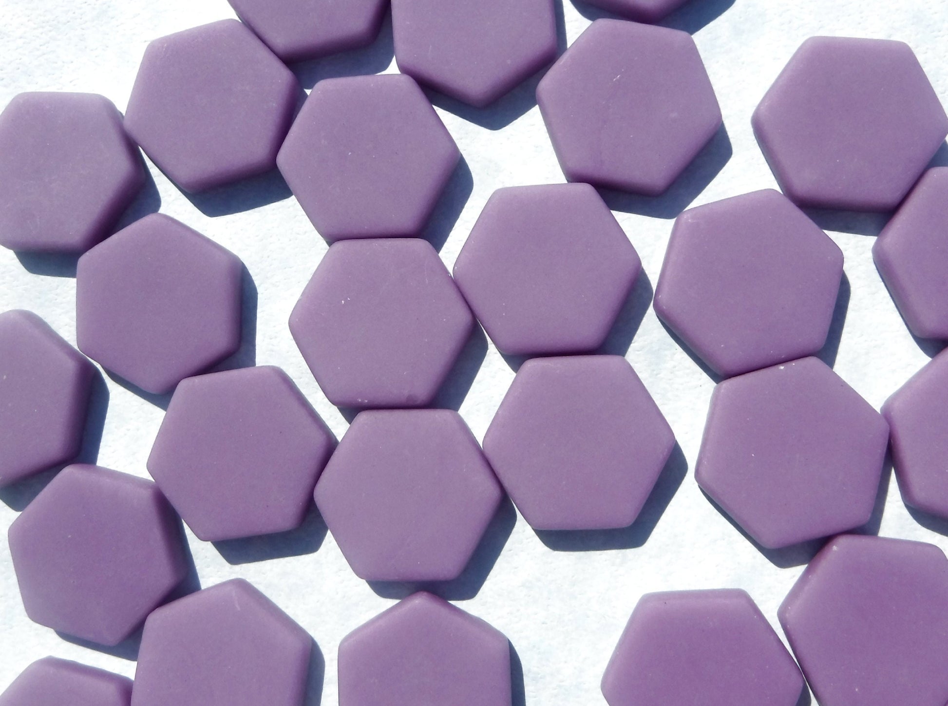 Purple Hexagon Mosaic Tiles - 25 Glass 23mm MATTE Tiles in Dark Orchid