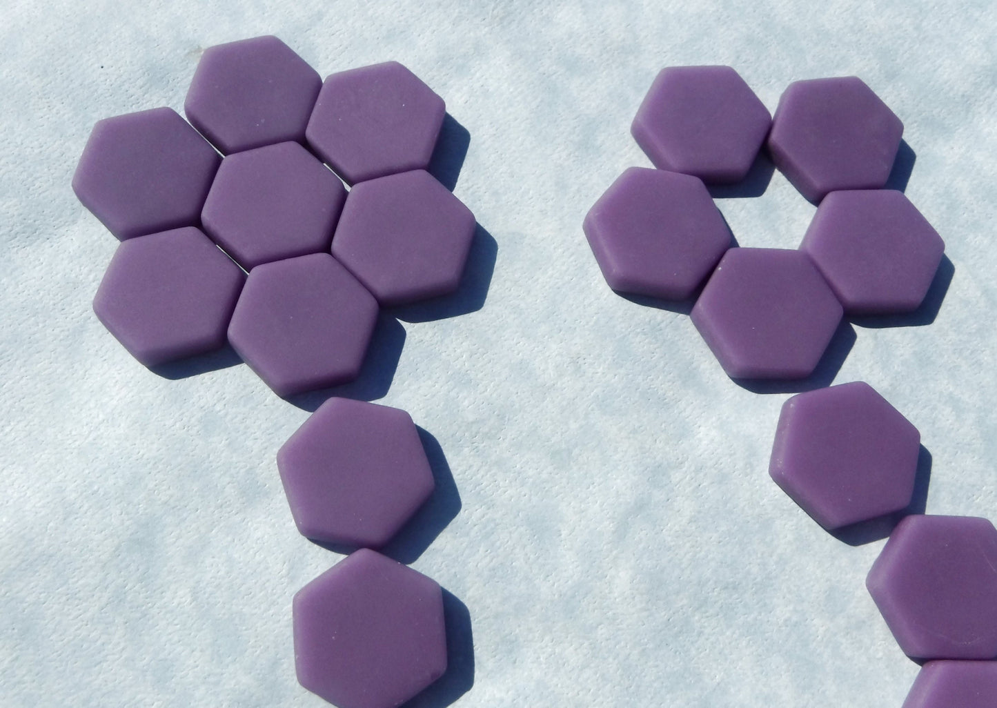 Purple Hexagon Mosaic Tiles - 25 Glass 23mm MATTE Tiles in Dark Orchid