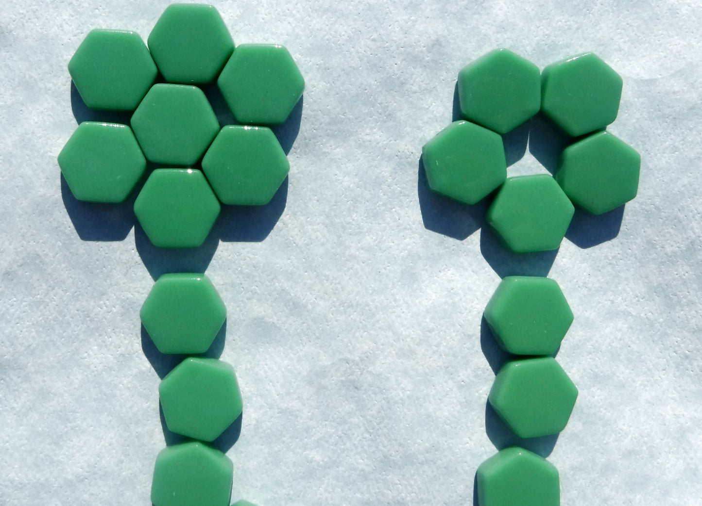 Mint Green Hexagon Mosaic Tiles - 15mm - 100g Opaque Glass Tiles