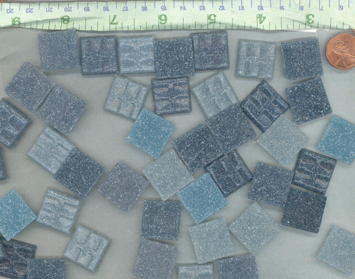 Dark Blue Mix Glass Mosaic Tiles Squares - 20mm - Half Pound of Vitreous Glass Tiles - Assortment of Deep Blues