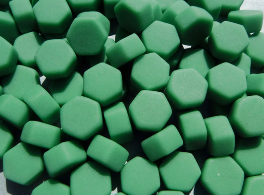 Mint Green Hexagon Mosaic Tiles - 10mm - 50g Opaque Glass Tiles MATTE Finish