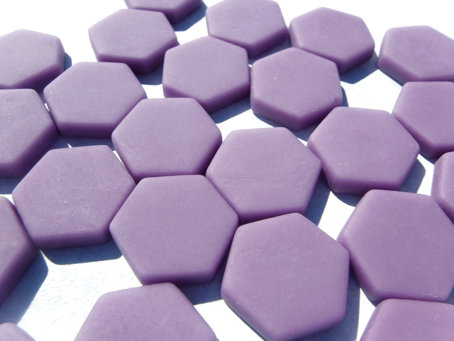 Purple Hexagon Mosaic Tiles - 25 Glass 23mm MATTE Tiles in Dark Orchid