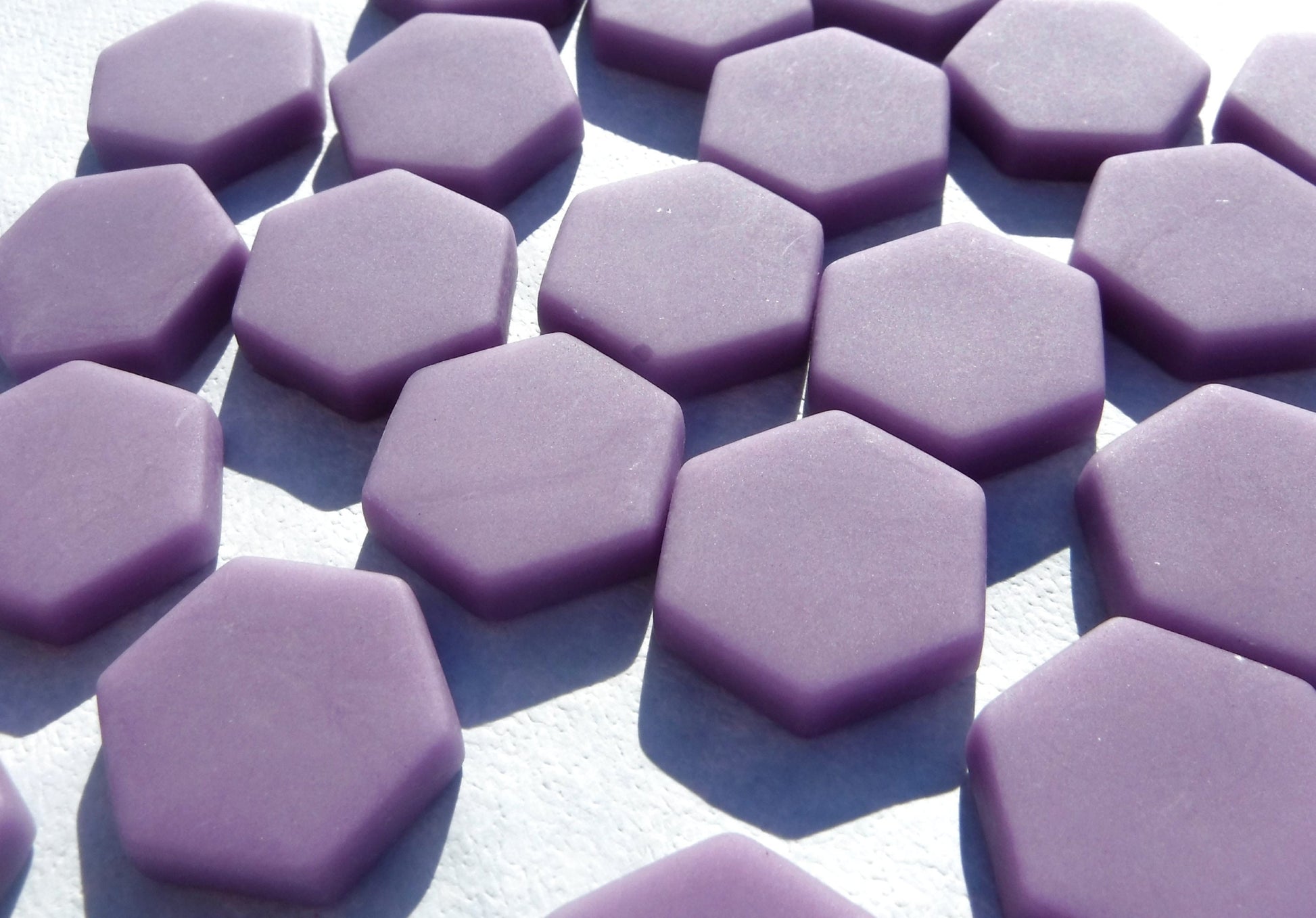 Purple Hexagon Mosaic Tiles - 25 Glass 23mm MATTE Tiles in Dark Orchid